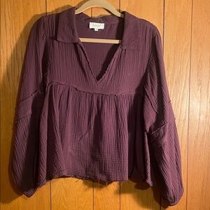 Dark purple bohme long sleeve cotton top